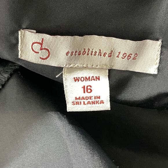 DressBarn Dress Womens 16 Black Embroidered Hem V-Neck Fit and Flare Babydoll - Picture 6 of 7